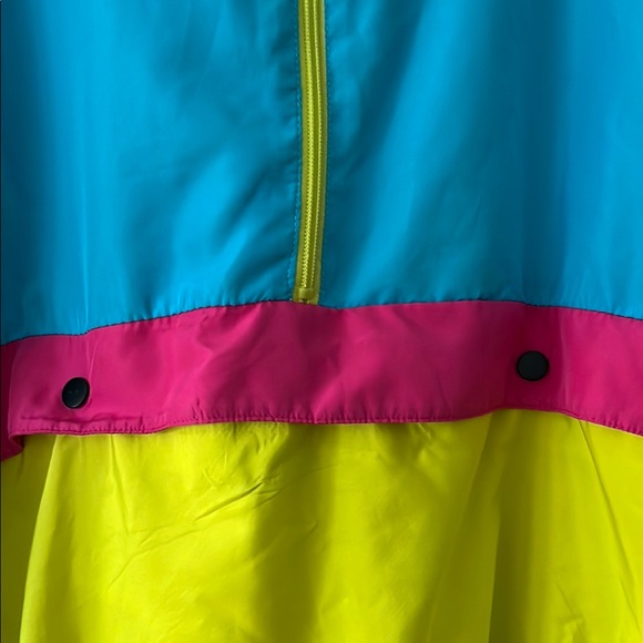 Blackjack Neon Blue, Yellow & Pink Pullover Zip Windbreaker Size Large - Picture 5 of 13